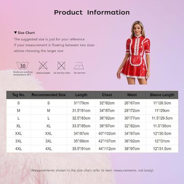 Костюм горничної FEESHOW з вологого блиску, комплект спідниці та фартуха, костюм французької горничної, карнавальний костюм, рожевий, розмір XXL