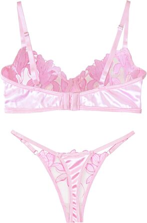 Panegy: Комплект бюстгальтера та трусиків, мереживний, push-up, білий (рожевий, S)