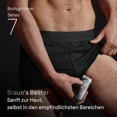 Тример для тіла та інтимних зон Braun Bodygroomer Series 7 BG7555, сірий — водонепроникний бездротовий чоловічий голений апарат з 8 насадками та чохлом