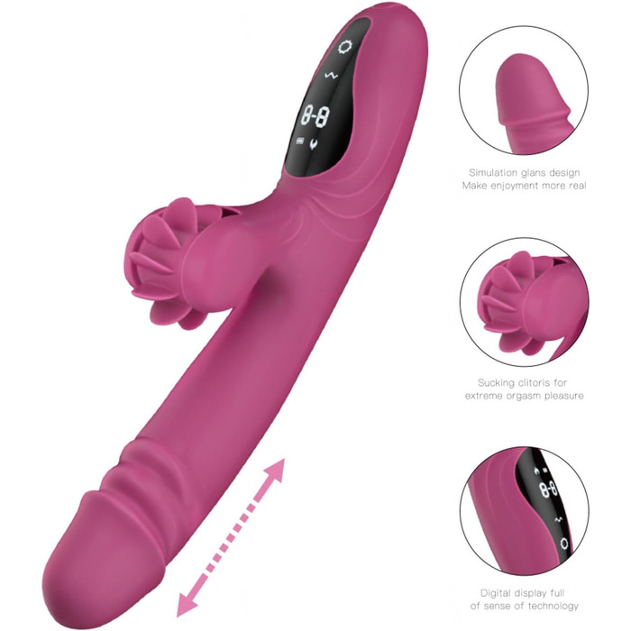 Вібратор для жінок з 9 функціями, нагрівання, силікон, дільдо, масажний стрижень. Для жінок та пар (фіолетовий)