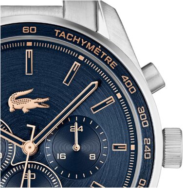 Чоловічий годинник Lacoste Chronograph з колекції Boston, кварцовий, зі сталевим браслетом Mesh (темно-синій, Metal)