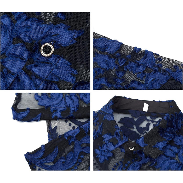 Чоловіча сорочка Sawmew, сітка, прозора, коротка, для клубів, мереживна, блакитна S