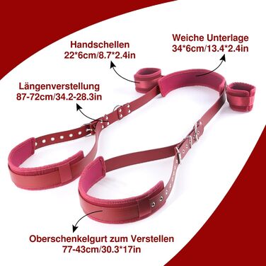 Набір для БДСМ: мотузки, наручники та фетшлі для пар. Червоний