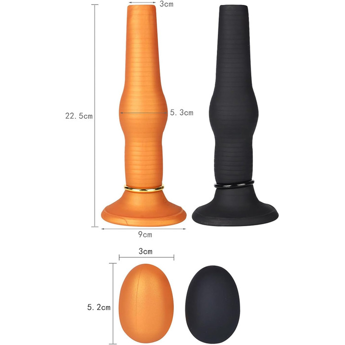 Анальний дилдатор-яйце з силікону ZDJBFA, великий овоїд, для дорослих, чорний