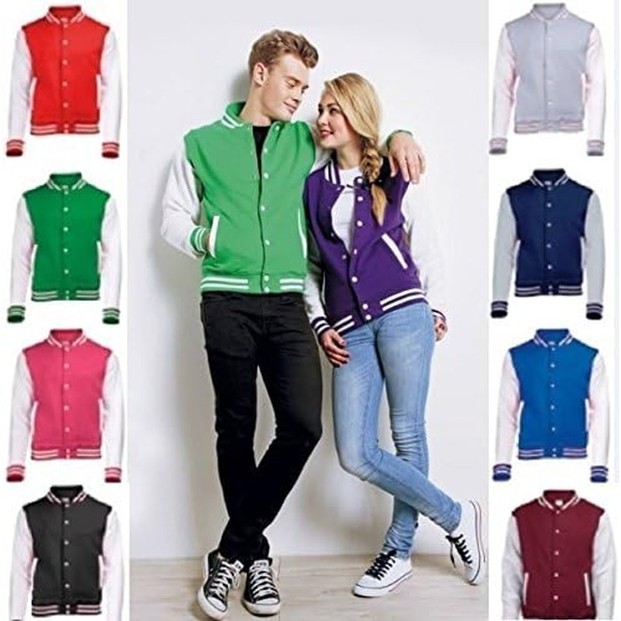 Чоловіча куртка-бомбер Varsity Jacket Just Hoods by AWDis, червона, розмір M