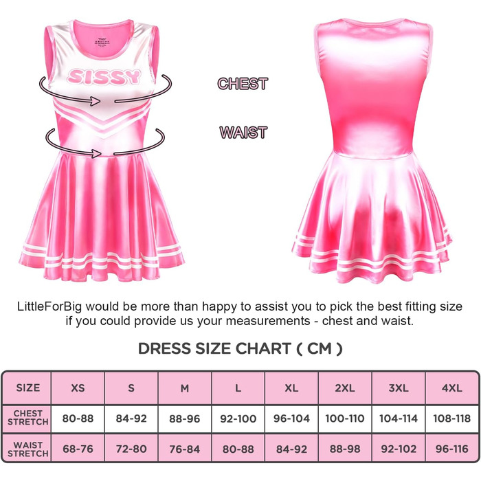 Комбінезон без рукавів з блискучого атласу LittleForBig для дорослих (рожевий, XXL)