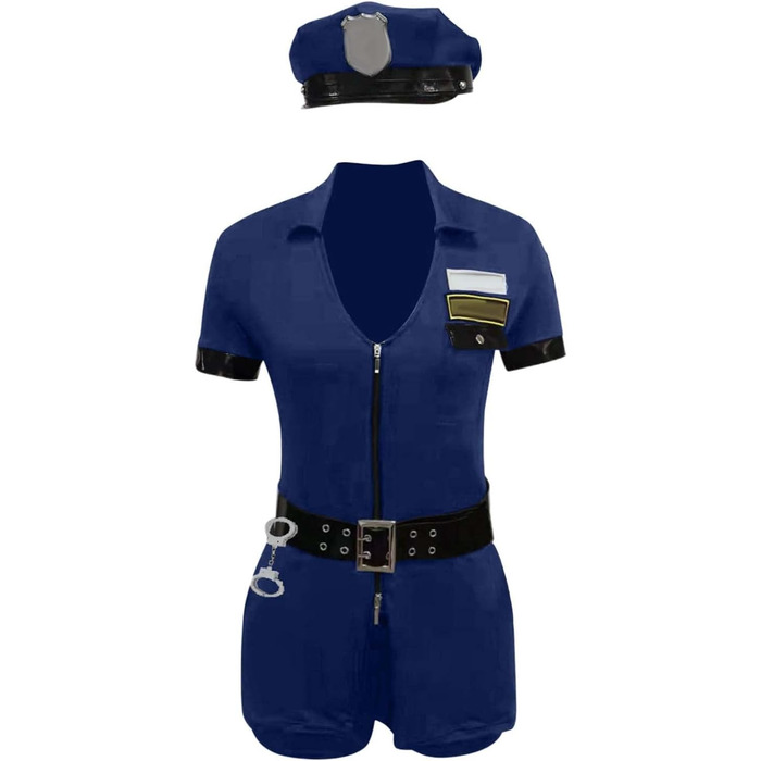 Костюм поліцейського для жінок: сексуальний костюм поліцейського, поліцейський косплей, комплект з короткі рукави, капелюх, аксесуари, карнавал, Хелловін, еротична білизна, костюми для всіх
