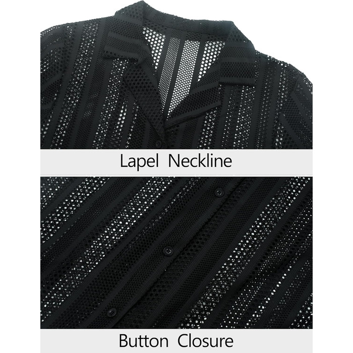 Чоловіча прозора футболка Panegy з мереживом, сітка, чорна (M)