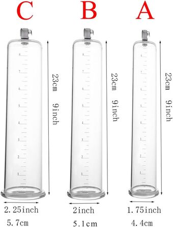 Вакуумний насос для пеніса: прозора трубка з шкалою, ручна модель для ерекції, допомога при імпотенції, збільшення та подовження пеніса. Аксесуар для чоловічих іграшок. (Д:23x7.6см)