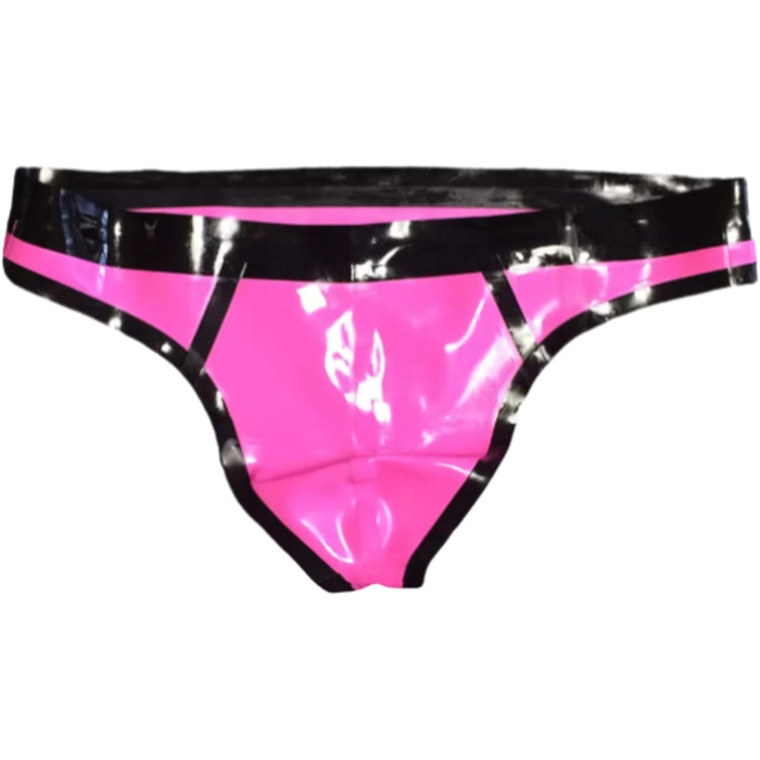 Шорти-боксери чоловічі з латексу VIYOLI, рожеві та чорні, фетиш, танга, T-back, великі розміри (3XL, XXL), ручної роботи
