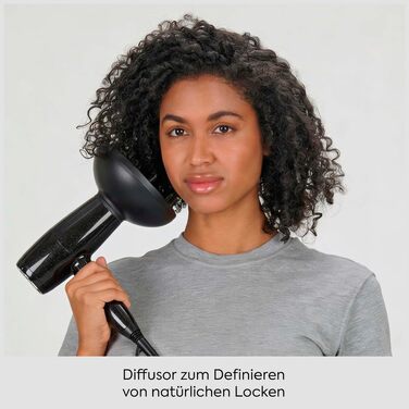 Фен для волосся BaByliss Cosmos D580DE з дифузором, 2100 Вт, іонізація, 3 температурні та 2 швидкості обдуву, сріблястий (Black Sparkle)