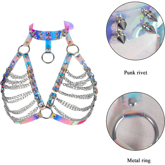 Жіночий шкіряний корсет-нагрудник PETMHS Punk Gothic з лазерним малюнком