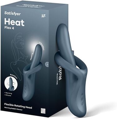 Satisfyer Heat Flex 4: вібратор-зайчик з підігрівом, 23 см, сірий | Зігріваючий, обертаючий, водонепроникний | USB, силікон