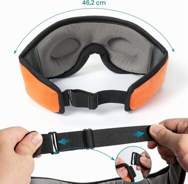 Bluetooth-навушники-маска для сну Schlafkopfhörer, 3D маска на очі з HD-стереодинаміками, регульована та миюча, для сну на боці, подорожей, йоги та медитації, помаранчева