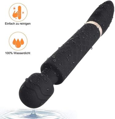 Масажер вібраційний Doppelkopf для тіла та зони G, чорний. Водонепроникний масажер-стимулятор з подвійним мотором