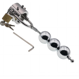 Металевий кільце для пеніса з високою продуктивністю, кавальце для яєчок з нержавіючої сталі з 6 гвинтами та 3 ключами, SM-обмеження, сексуальна іграшка для дорослих, чоловіче тренування на обмеження (кільце + 3 кульки)