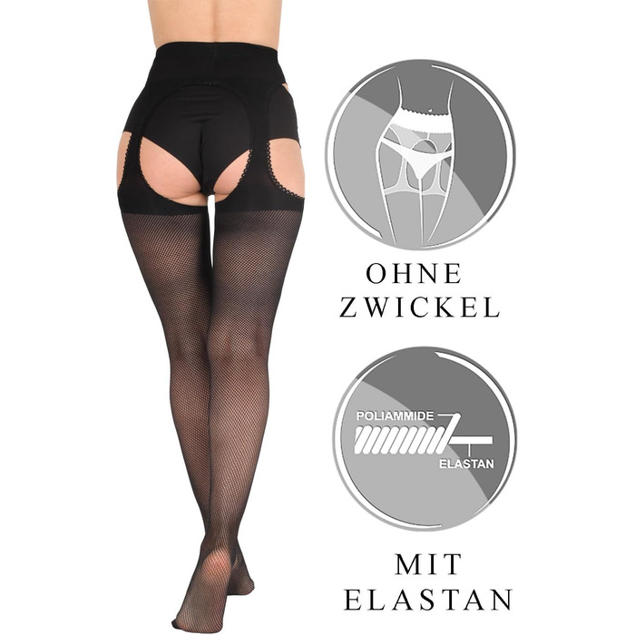 Чорні мереживні панчохи BANANALU 40 Den з вирізом, S, набір 6 шт.