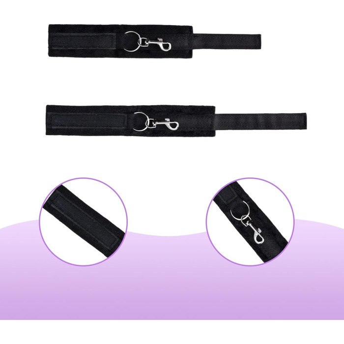 Набір для БДСМ з шкіри, 15 предметів: наручники, маска для очей, мотузки. Для дорослих пар. Чорний колір