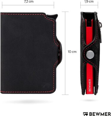 Преміальний картхолдер BEWMER — тонкий гаманець з RFID-захистом для чоловіків та жінок, чорно-червоний