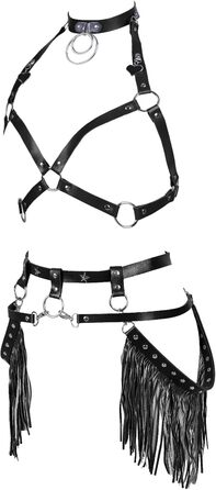 Жіночий корсет-нагрудник у стилі панк з ремінним поясом. Аксесуар для вечірок, танців, готичного стилю. Чорний колір.