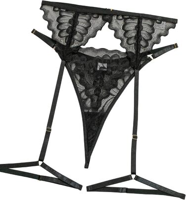 Комплект спідньої білизни Lilosy з чокером, мереживний з квітковим візерунком, пуш-ап, стрінг, для жінок, прозорий бюстгальтер та трусики, 3-частинний, чорний