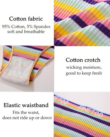 9 пар жіночих бавовняних трусиків FINETOO: яскраві кольори, спортивний стиль, бавовна, S-XL, M-L