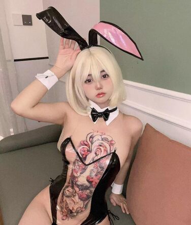 Костюм Зайчика для Дівчат JasmyGirls: Косплей, Рав, Карнавал, Хелловін. Прозорий шкіряний боді (Чорний, X-Small - Medium)