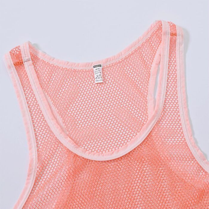 Чоловіча футболка BIATWOWR з прозорими рукавами, тонкий мускульний топ, підрубашка (XXL, Рожевий)