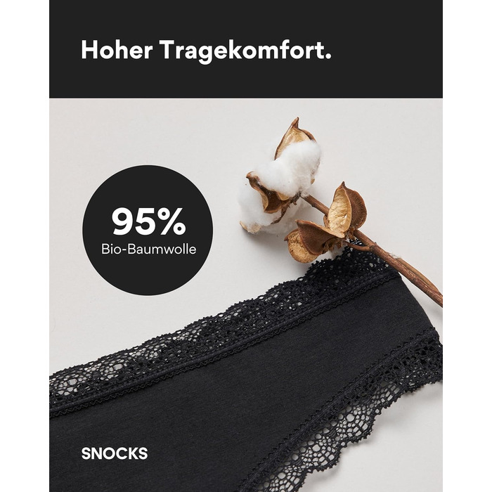 Танга жіночі Snocks з мережива з органічної бавовни – дихаючі та комфортні, не ріжуть – сексуальні труси та білизна для жінок, розмір XS - 4XL, 3 шт. в упаковці