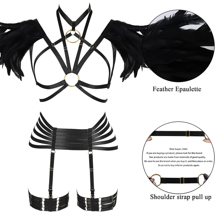 Набір пір'я для жінок PETMHS: корсет, бюстгальтер, клітка, готичний стиль, карнавал, фестувал, костюм (чорний, довгий)