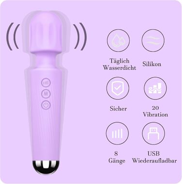 Вібратор дилда для жінок, G-spot, 8 режимів, стимуляція клітора, набір вібраторів (Рожевий, Світло-фіолетовий)