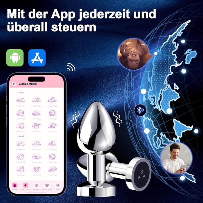 Анальний вібратор-простатор Metall Anal Vibratorstarb з пультом, 10 режимів вібрації, чорний