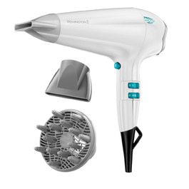 Фен для волосся Remington Pro-Air Power AC6330 з іонною технологією, 2300 Вт, AC-мотор, з дифузором та двома насадками-концентраторами, білий