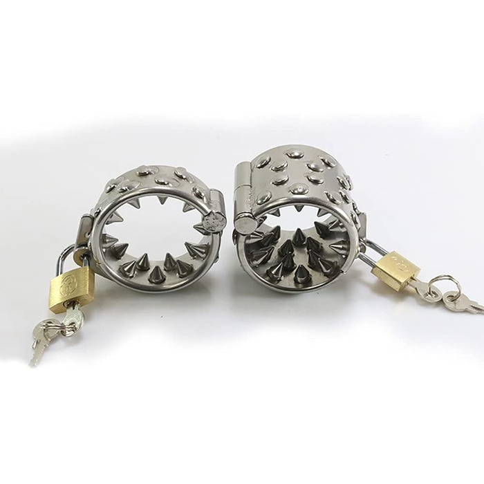 Сталевий кільцеподібний пристрій для чоловіків з шипами, для розтягування яєчок, кільце для яєчок, бондേജ്, замок для яєчок, сталевий еротичний аксесуар для чоловіків (L)