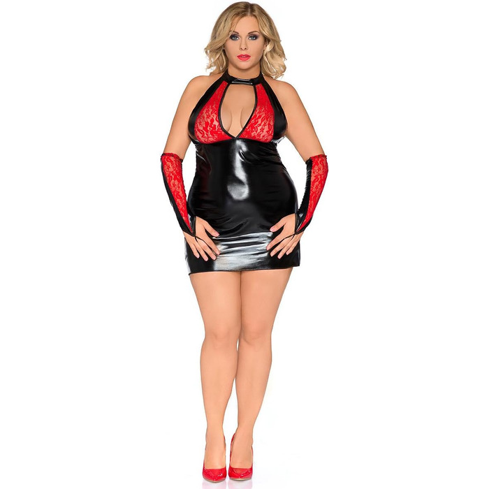 Жіноча нічна сорочка Andalea Wetlook з мереживом, червона/чорна, розмір 46-48