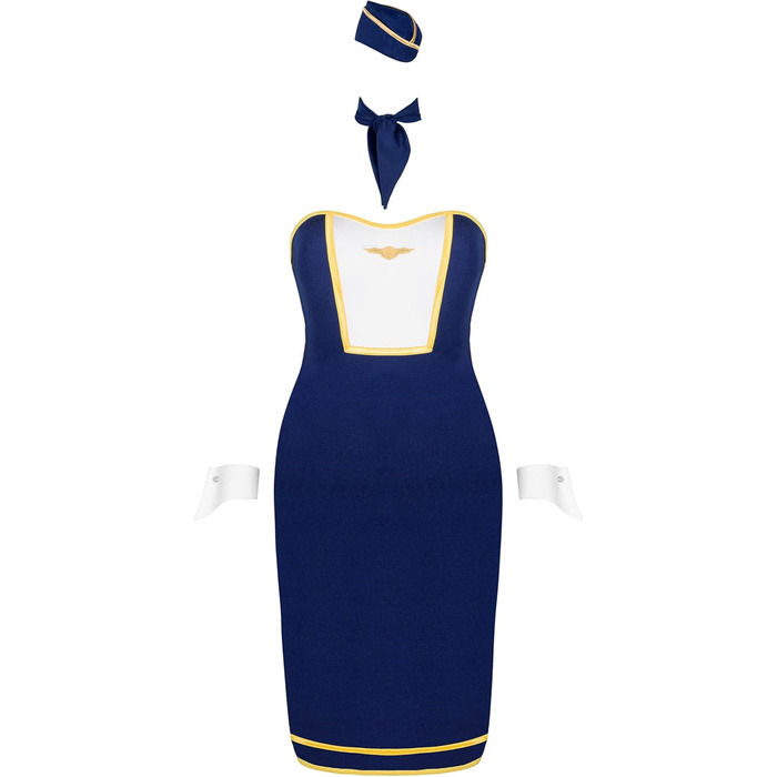 Костюм Selente Love & Fun: костюм горничної та стюардеси, чорний та синьо-білий, M-L, з маскою для очей, Made in EU