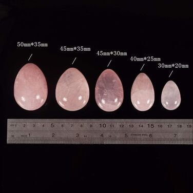 Набір каменів для масажу Yoni: рожевий кварц, нефрит, 30x20 мм. Камені для Кегель-вправ