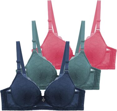 3 шт. Комплект класичних мереживних бюстгальтерів BHS для жінок з кісточками, спортивний пуш-ап, регульований бюст, комфортний, безшовний, з підкладкою, сексуальний, для тренувань, сну, нижня білизна (K10# Комплекти мереживних бюстгальтерів BHS для жінок,