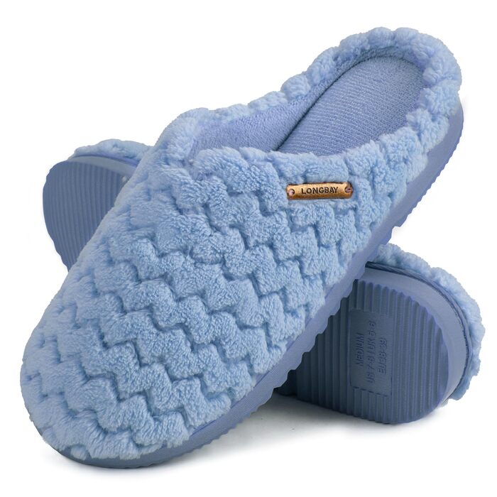 Жіночі домашні капці LongBay з ефектом пам'яті Memory Foam та плюшевим підкладом, протиковзкі капці (розмір 38/39 EU, сині)