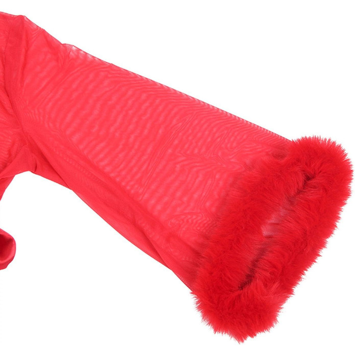 Комплект жіночої білизни з відкритим декольте, еластичний виріз, великі розміри, червоний/білий, XL