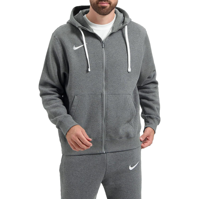 Чоловіча флісова кофта-худі Nike Park 20 з капюшоном та блискавкою, Charcoal Heather/White, розмір S