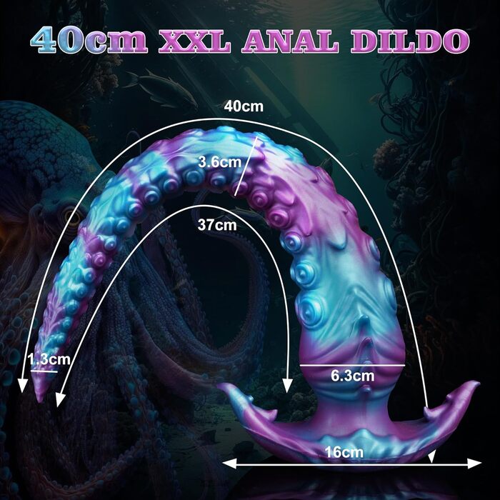 Анальний плаг-монстр XXL з силікону, 40 см, з підставкою - для досвідчених користувачів