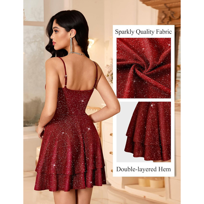 Сукня вечірня бальна для підлітків Meetjen, на бретелях, коктейльна, V-подібний виріз, A-силует, сукня для випускного (XXL, Бордовий)