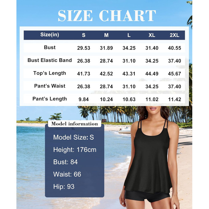 Tankini жіночий купальник з шортами, комплект двочастинний, літній, великий розмір (XL, чорно-зелений)