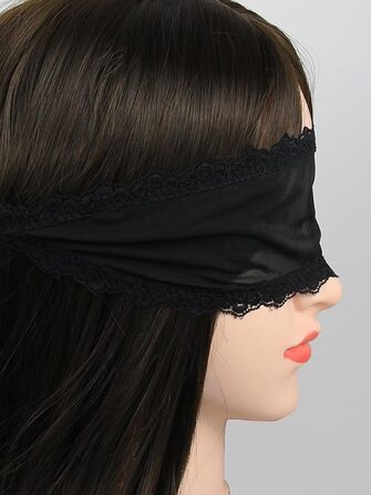 Маска для очей Quizzhe з мереживом - сексуальна маска для сну, косплей, Хелловін, Валентинка (чорна)