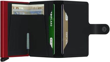 Стильний компактний гаманець-картхолдер Secrid Miniwallet Matte (чорний та червоний), 10.2 x 6.5 x 2.1 см, унісекс