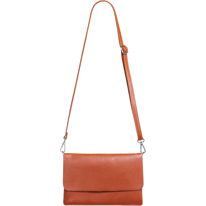 Жіноча шкіряна сумка-клатч Caspar Elegante Classic Line (модель №835), сумка через плече для вечірок з регульованим ременем, Made in Italy, іржаво-помаранчева