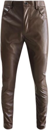 Штани-легінси для чоловіків з еластичної шкірозамінника Wetlook, Slim fit, для мотоциклів, клубів, вечірок, коричневі, розмір 36