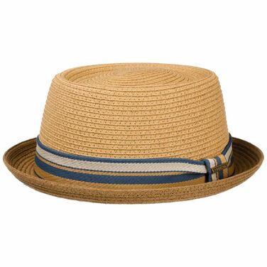 Солом'яний капелюх Stetson Licano Pork Pie з UV-захистом 40+, унісекс, коричневий, розмір L, на весну та літо