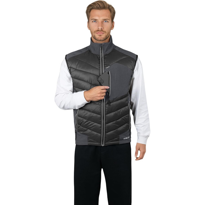 Чоловічий жилет Softshell WORK IDEA: водовідштовхуючий, вітрозахисний, дихаючий спортивний жилет для бігу, їзди на велосипеді, походів та роботи, чорний, 5XL